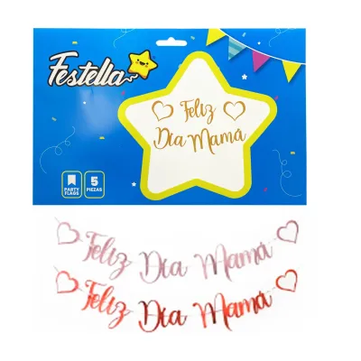BANDERIN DE FIESTA FELIZ DIA MAMA ,(PQTX12)
