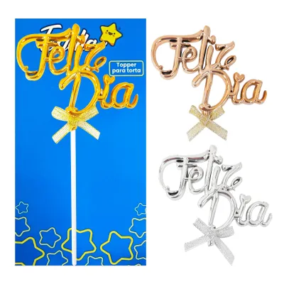 ADORNO FELIZ DIA CURSIVO PARA PASTEL (PQTX12)