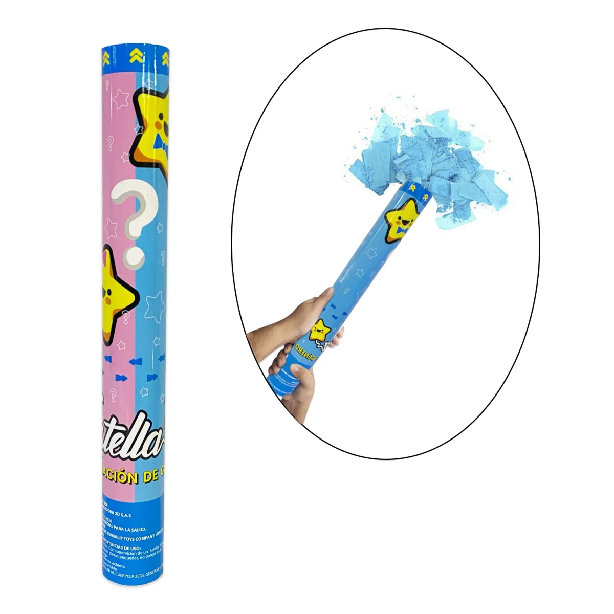 LANZA CONFETI REVELACION AZUL 40CM