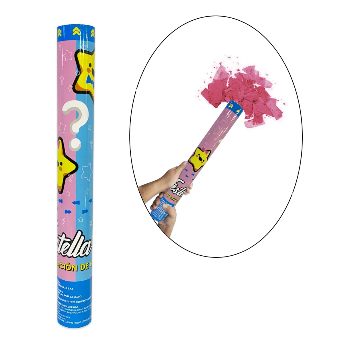 LANZA CONFETI REVELACION ROSADO 40CM