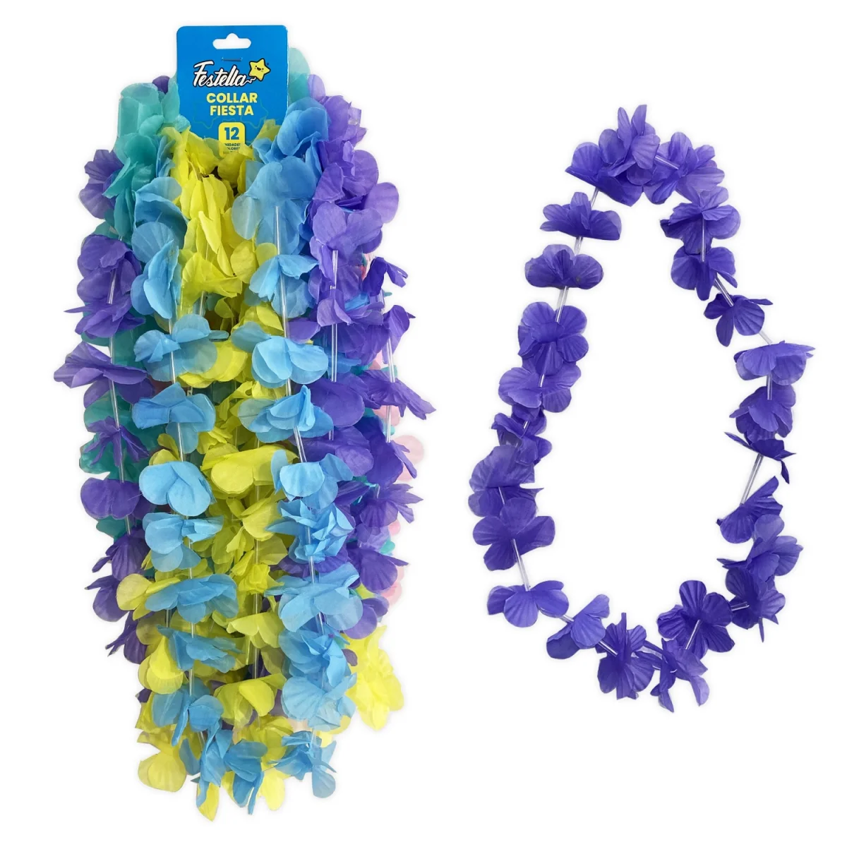 COLLAR HAWAIANO DOBLE HOJA PARA FIESTA (CRTX12) (PQTX24)