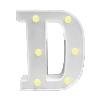 LAMPARA DE LETRA D 21.8CM FONDO BLANCO LUZ CALIDA