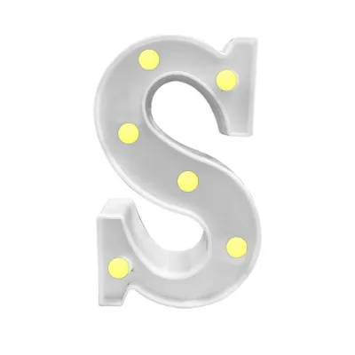 LAMPARA DE LETRA S 21.8CM FONDO BLANCO LUZ CALIDA
