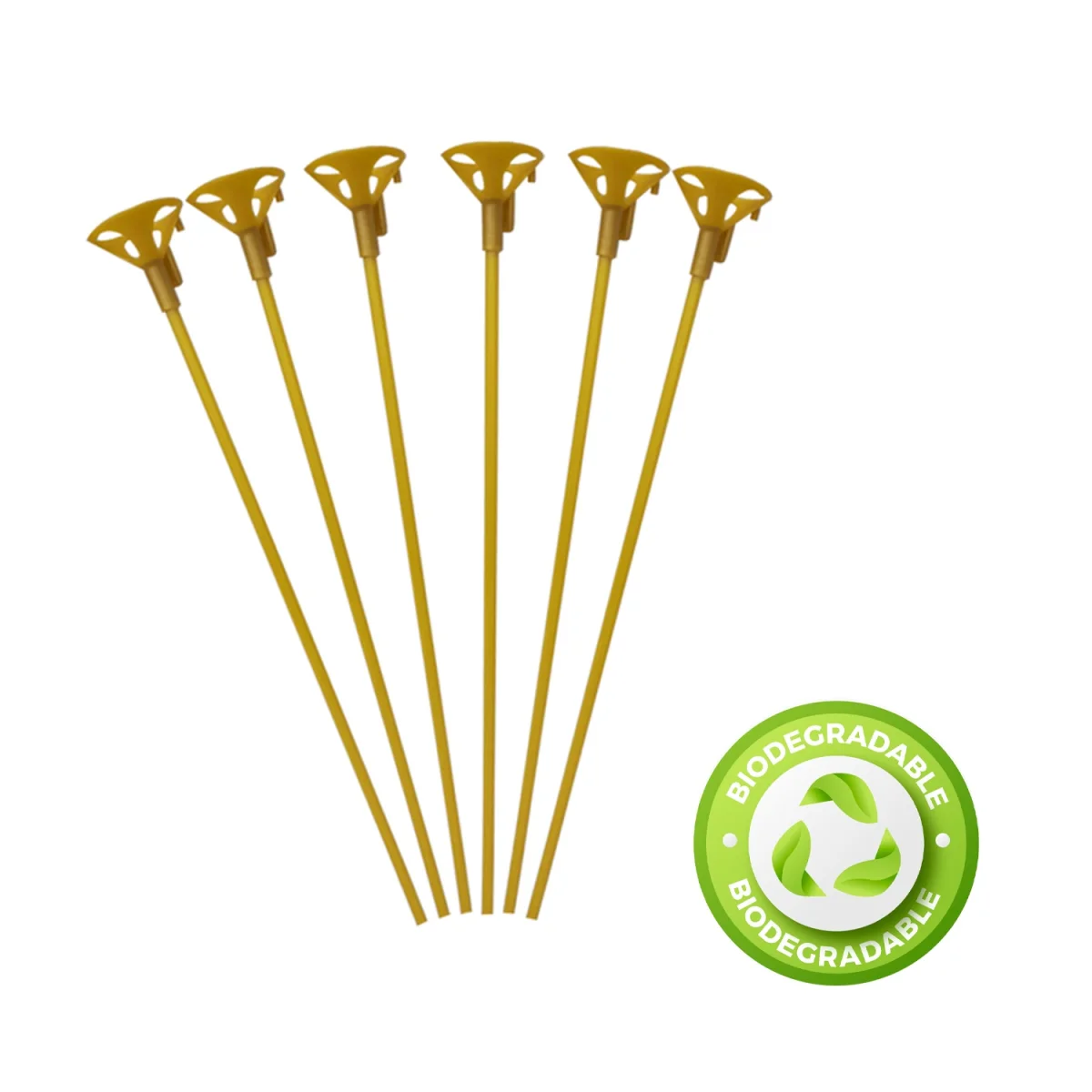 PALOS DE GLOBOS DORADO LATEX BIODEGRADABLE (PQTX100)