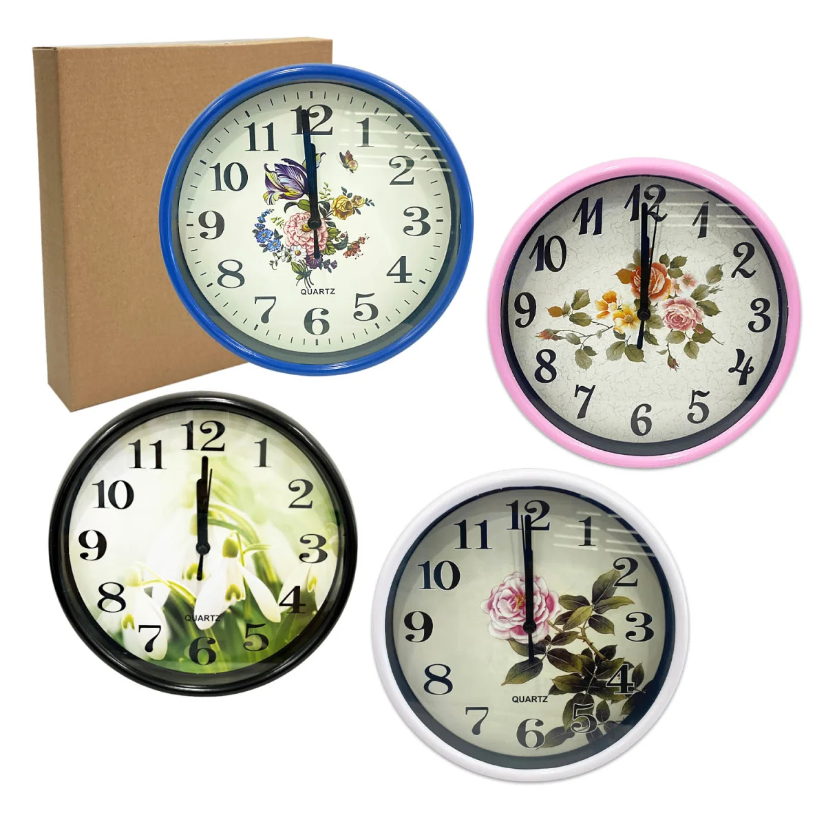 RELOJ DE PARED REDONDO FLORES 20CM