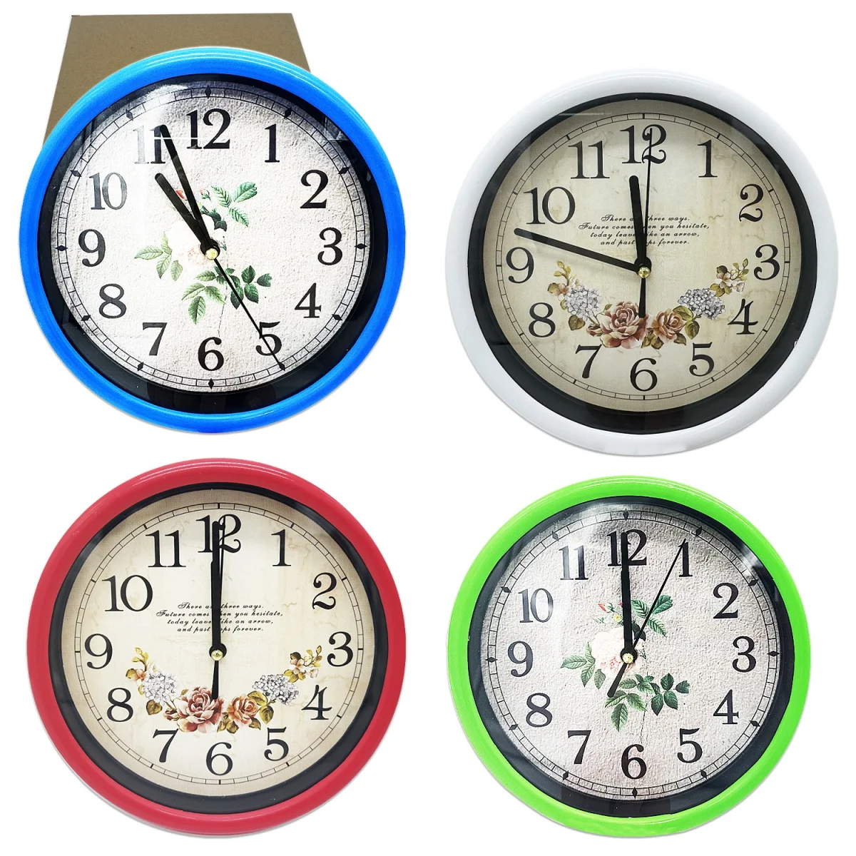 RELOJ DE PARED REDONDO FLORES 20CM