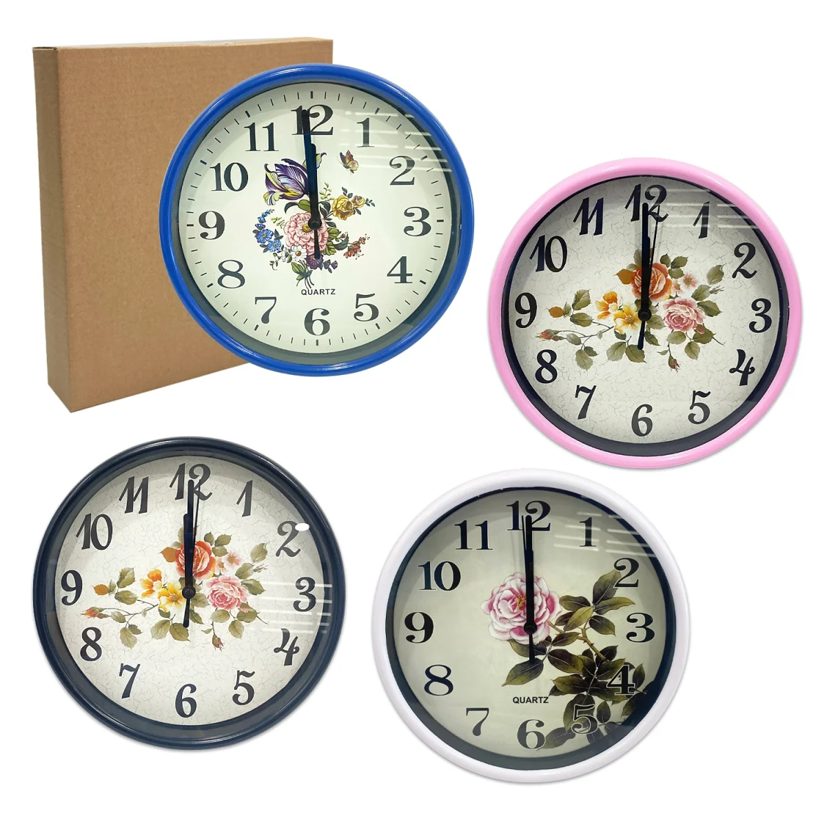 RELOJ DE PARED REDONDO FLORES 20CM