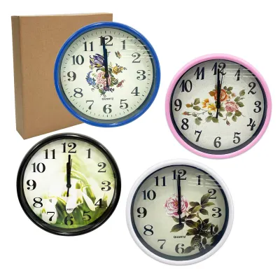 RELOJ DE PARED REDONDO FLORES 20CM