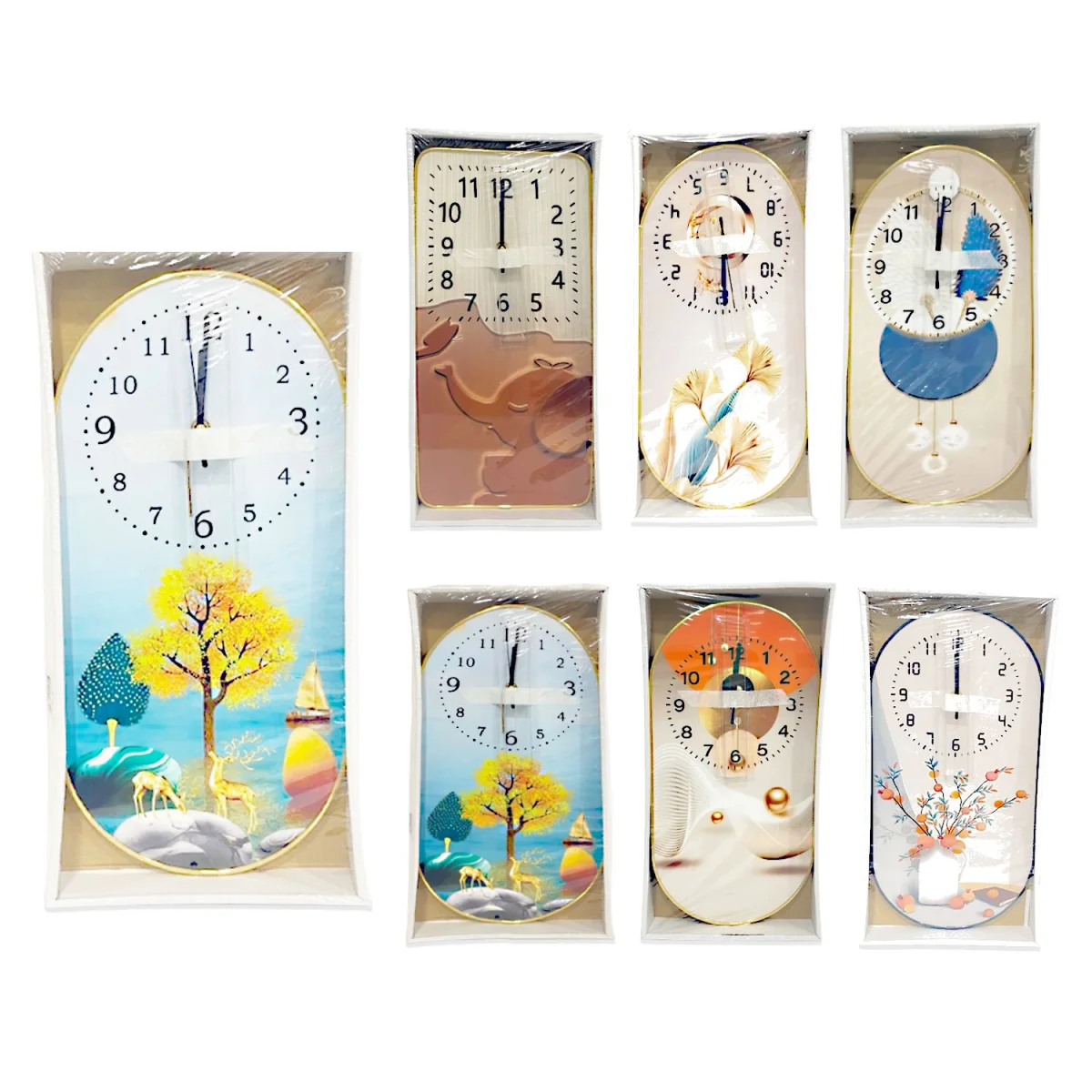 RELOJ DE PARED OVALADO MOTIVOS 40*20CM