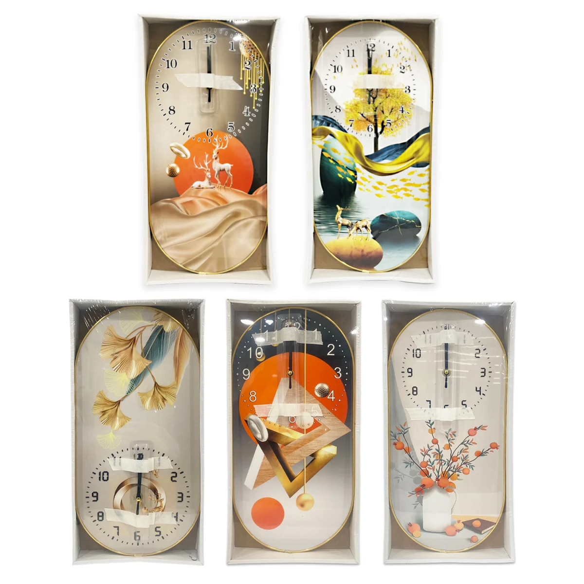 RELOJ DE PARED OVALADO MOTIVOS 40*20CM