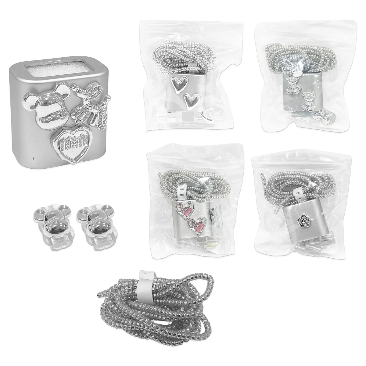 PROTECTOR MOTIVOS PLATEADO PARA CARGADOR (PQTX10)