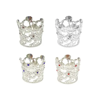 CORONA DECORATIVA METALICA PLATEADA 3.5*4CM