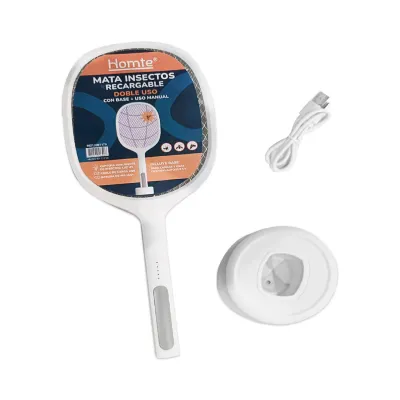 RAQUETA MATA INSECTOS 2 MODOS CON BASE (USB)