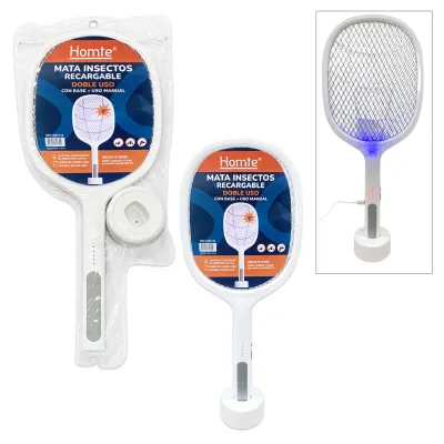 RAQUETA MATA INSECTOS 2 MODOS CON BASE (USB)