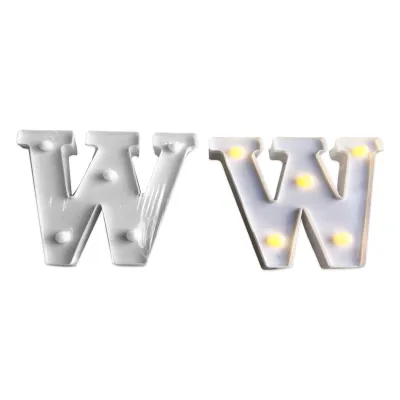 LAMPARA DE LETRA W 16CM FONDO BLANCO LUZ CALIDA