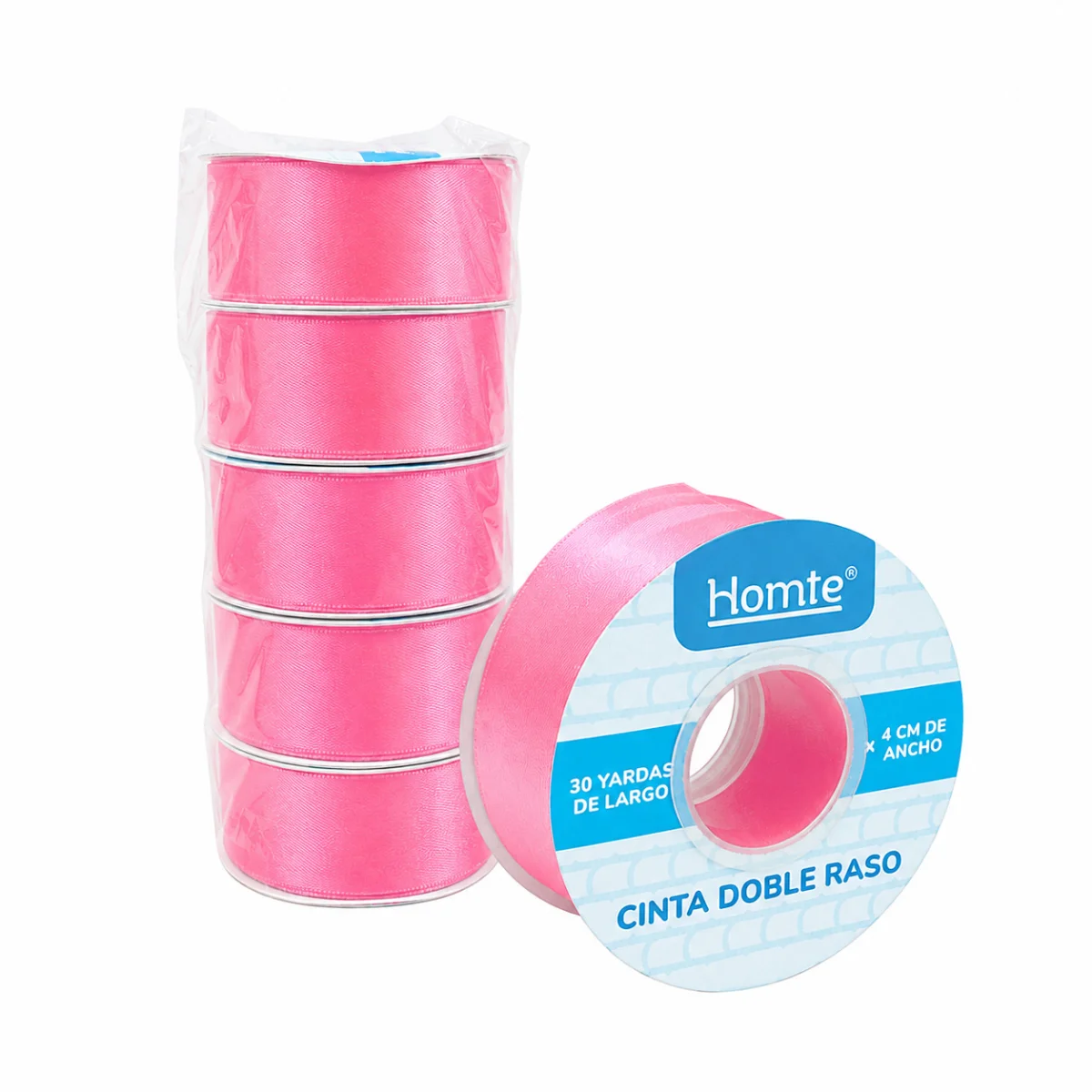 CINTA DOBLE RASO ROSADA OSCURA 4CM*30Y (PQTX5)