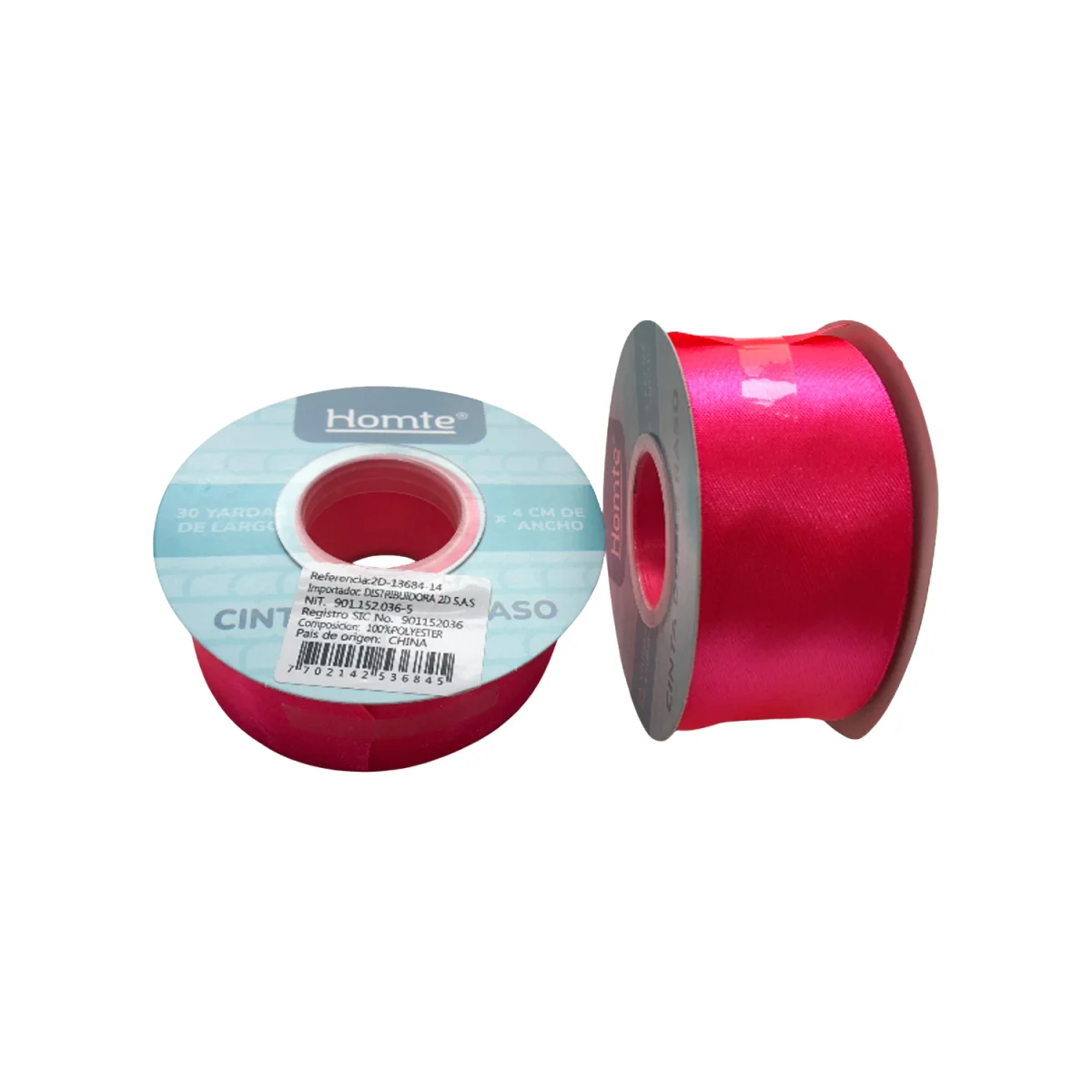 CINTA DOBLE RASO FUCSIA NEON 4CM*30Y (PQTX5)