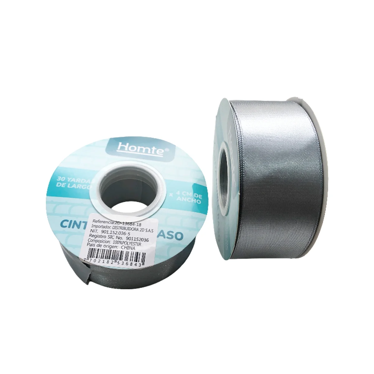 CINTA DOBLE RASO PLATEADA 4CM*30Y (PQTX5)