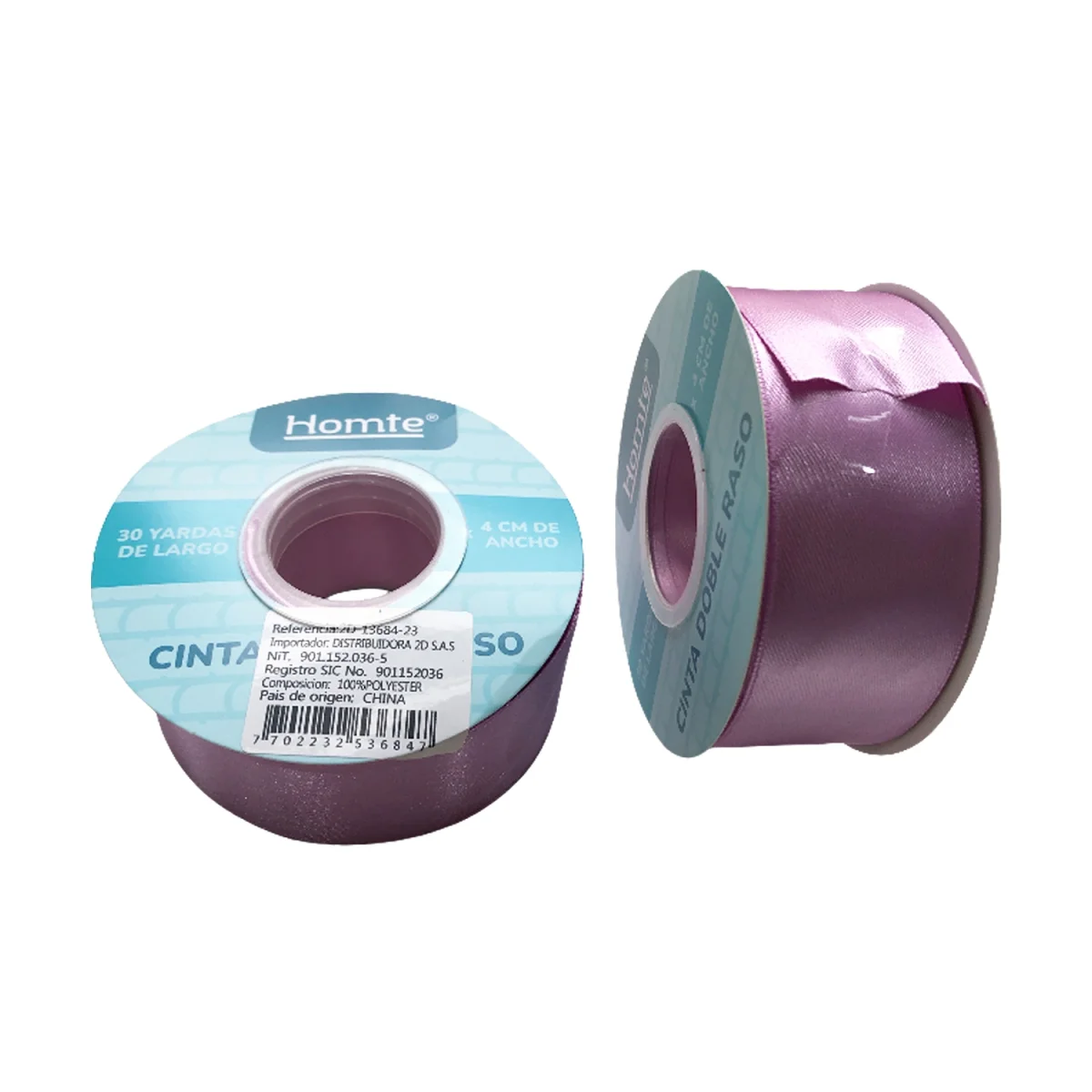 CINTA DOBLE RASO MORADA CLARA 4CM*30Y (PQTX5)