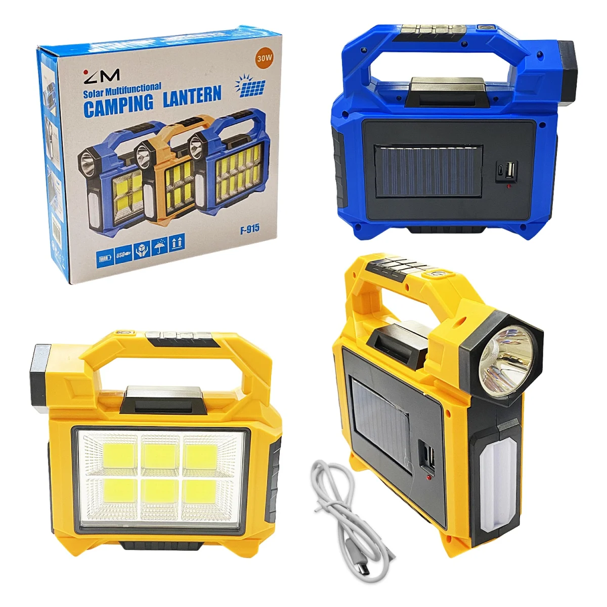 LINTERNA DE TRABAJO RECARGABLE LUZ SOLAR (USB):