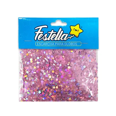 ESCARCHA PARA GLOBO PALO ROSA HEXAGONAL (PQTX12)