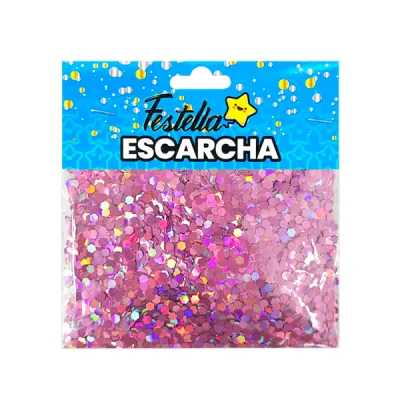 ESCARCHA PARA GLOBO PALO ROSA HEXAGONAL (PQTX12)