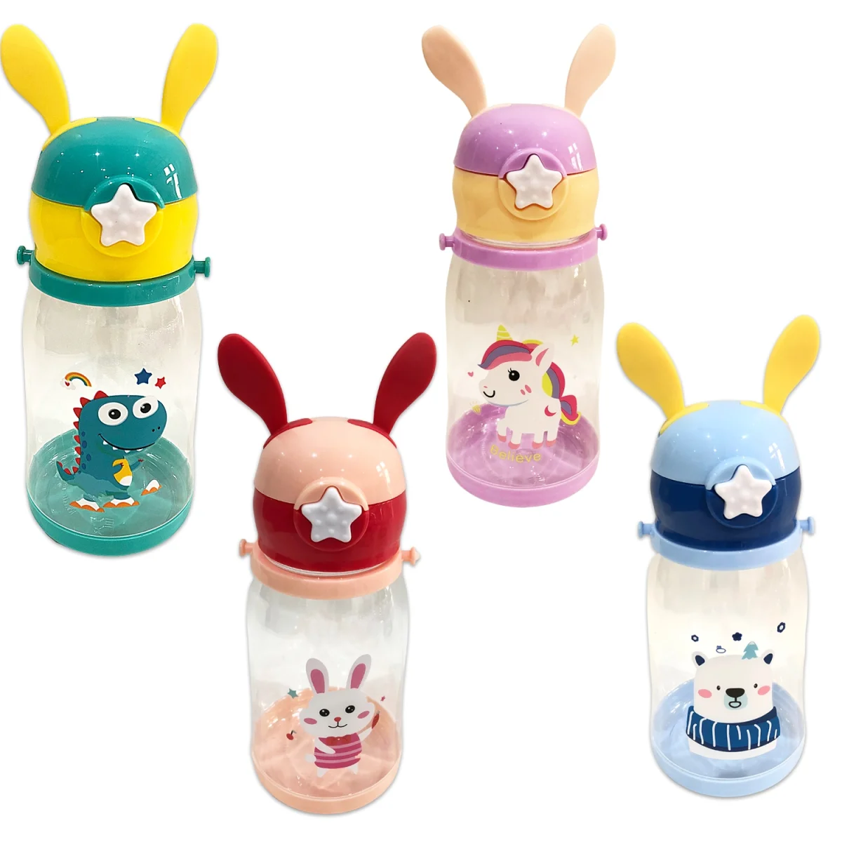 TERMO PLASTICO ANIMALES OREJAS 600ML