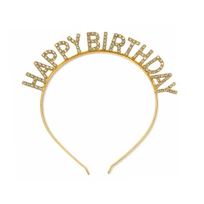 DIADEMA HAPPY BIRTHDAY METALICA DORADA (PQTX12)