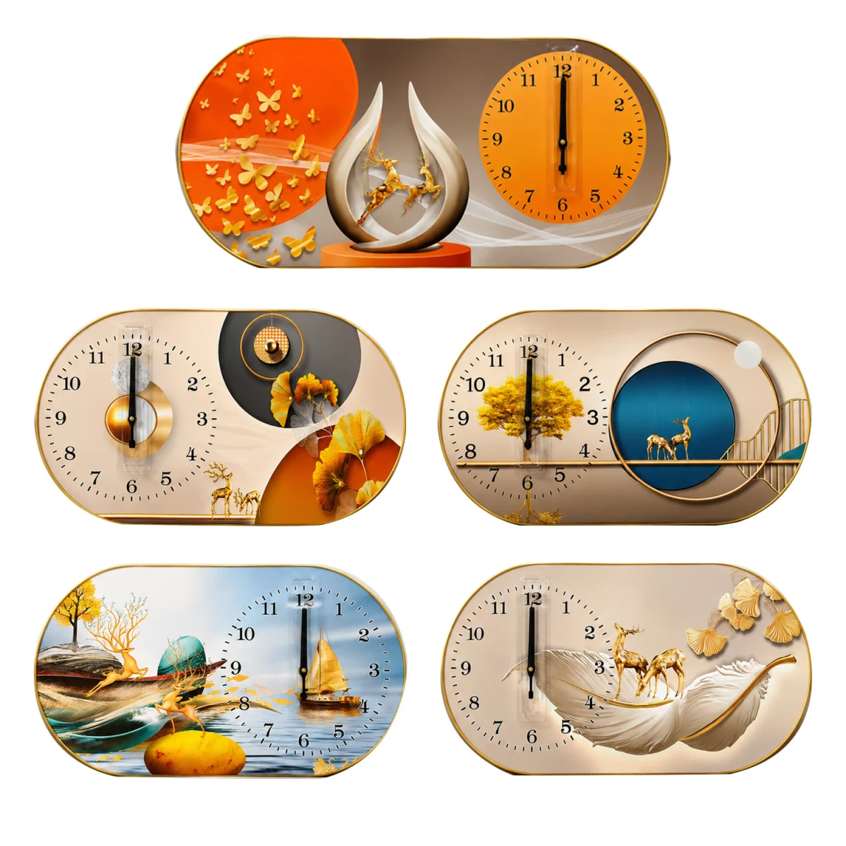 RELOJ DE PARED OVALADO MOTIVOS 50*30CM