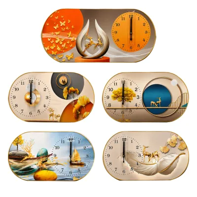 RELOJ DE PARED OVALADO MOTIVOS 50*30CM