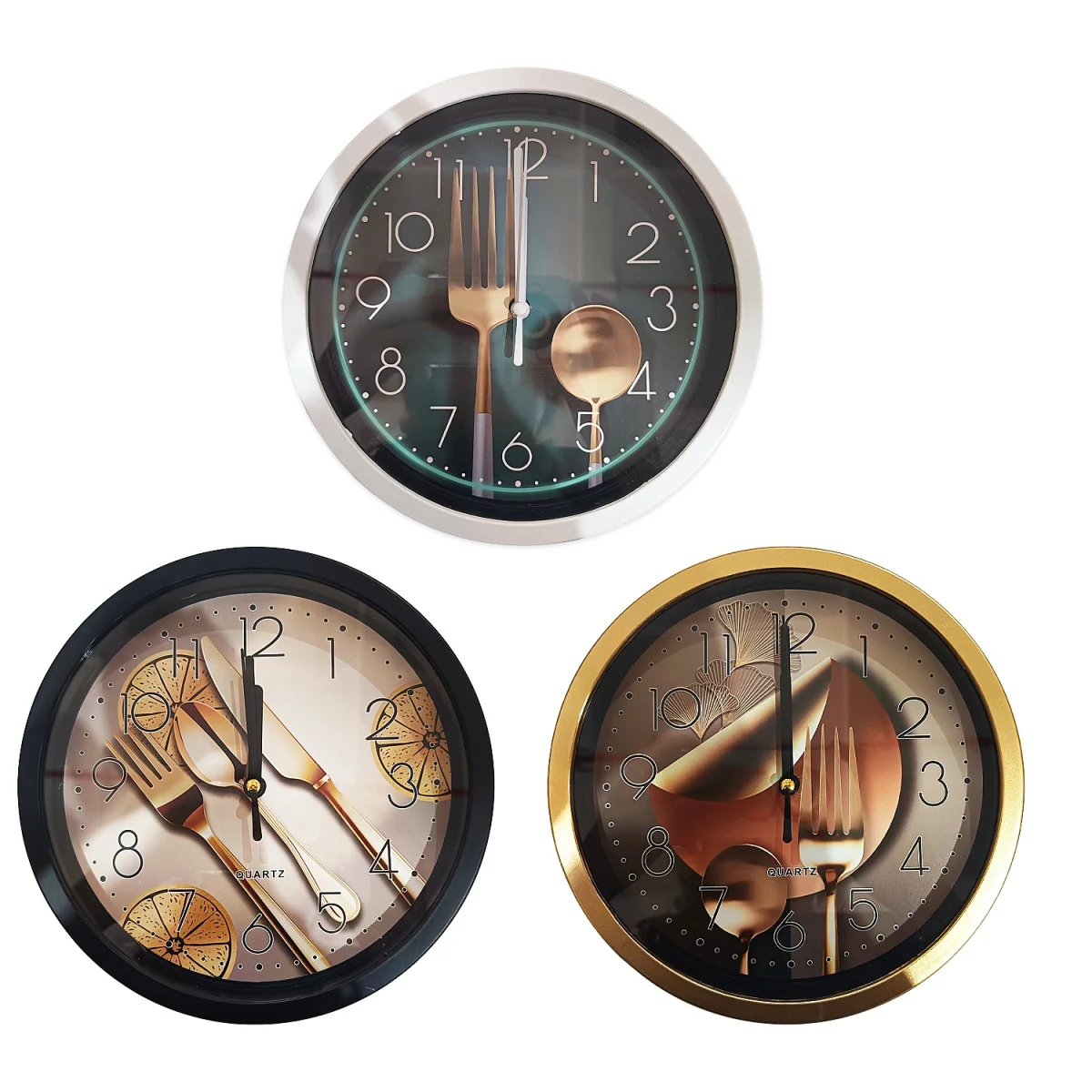 RELOJ DE PARED REDONDO CUBIERTOS 20CM