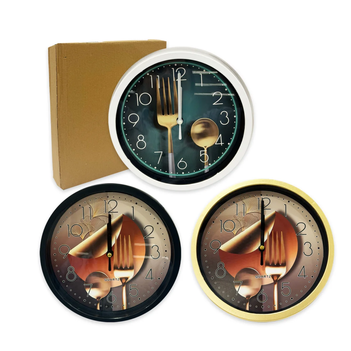 RELOJ DE PARED REDONDO CUBIERTOS 20CM