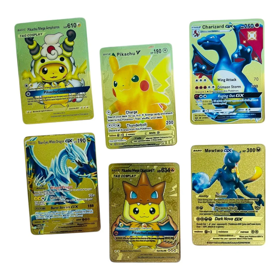 SOBRE CARTA METALICA DORADA POKEMON