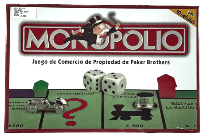CAJA JUEGO DE MESA MONOPOLIO METALICO CON FICHAS PLASTICAS