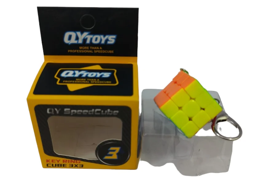 CAJA CUBO RUBIK LLAVERO 3X3 NEON QYTOYS SPPEDCUBE KEY RING
