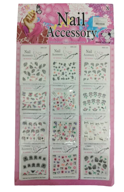 CARTON STIKERS PARA UÑAS AZUL O ROSADO X12