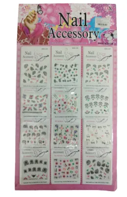 CARTON STIKERS PARA UÑAS AZUL O ROSADO X12