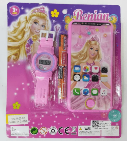 CARTON RELOJ Y CELULAR CON PILAS NIÑA