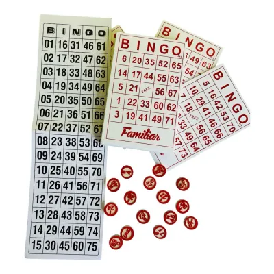 BOLSA JUEGO BINGO X40 TABLAS CON FICHAS DE MADERA