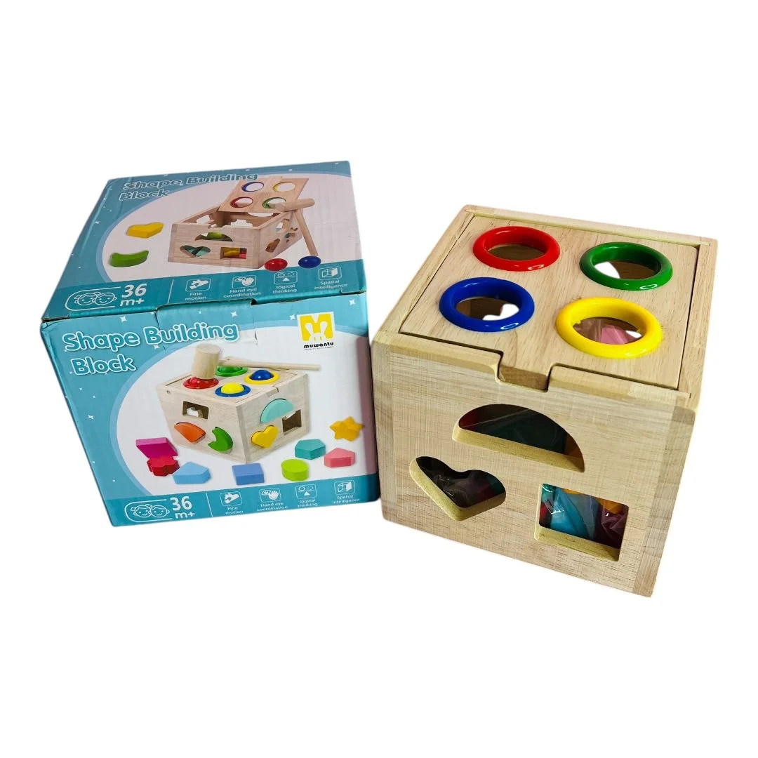 CUBO ENCAJABLE MADERA CON MARTILLO EN CAJA