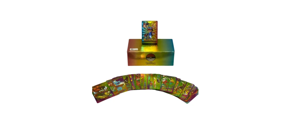 CAJA CARTAS BRILLANTES POKEMON X55 4 COLORES