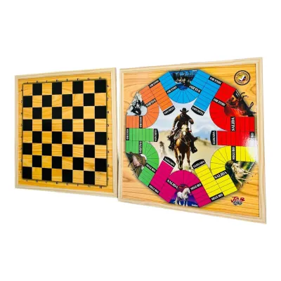 PARQUES 6 PUESTOS Y AJEDREZ PINO 49 CM