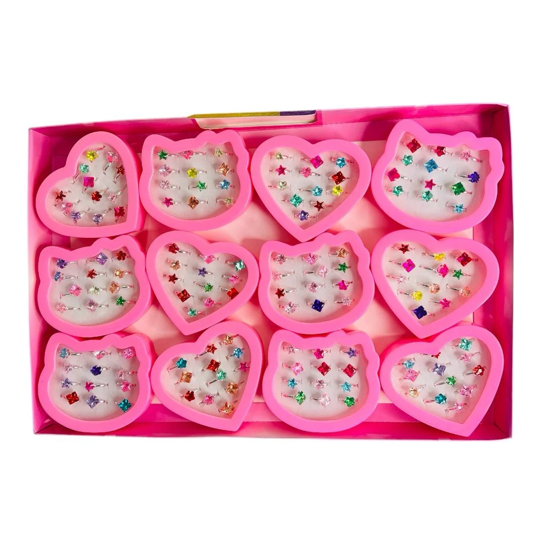 SET ANILLOS NIÑA X12 KITTY CORAZON