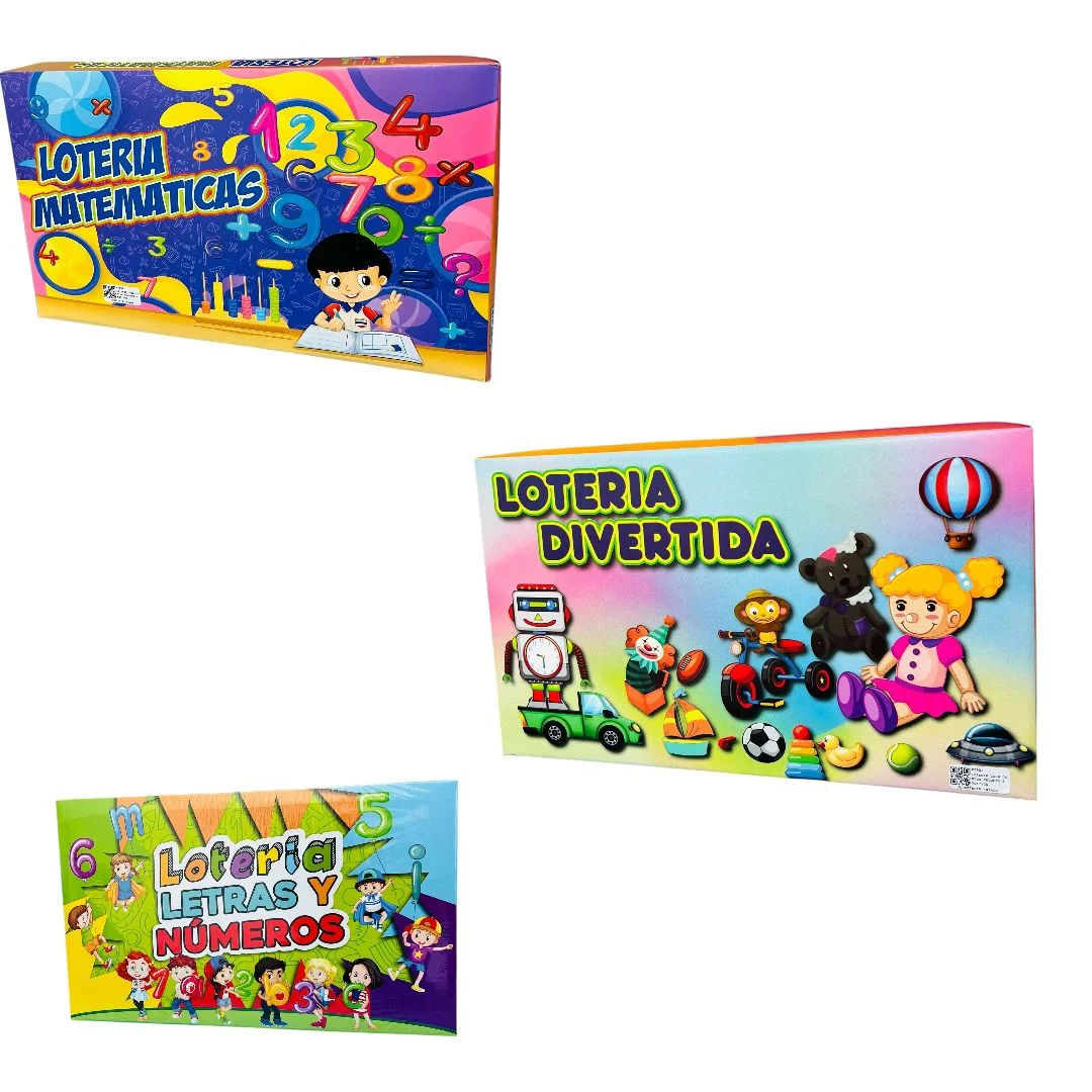 LOTERIA CAJA CARTON PEQUEÑO 5 MOTIVOS