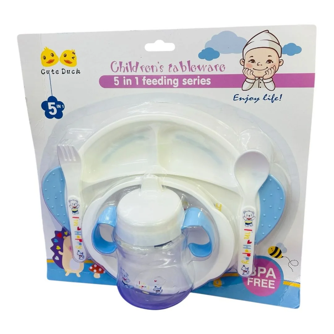 VAJILLA INFANTIL GRANDE CON VASO PITILLO AZUL O ROSADO