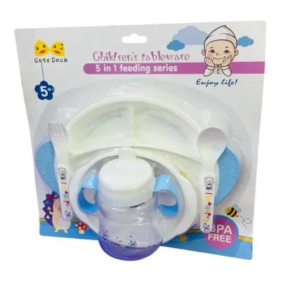 VAJILLA INFANTIL GRANDE CON VASO PITILLO AZUL O ROSADO