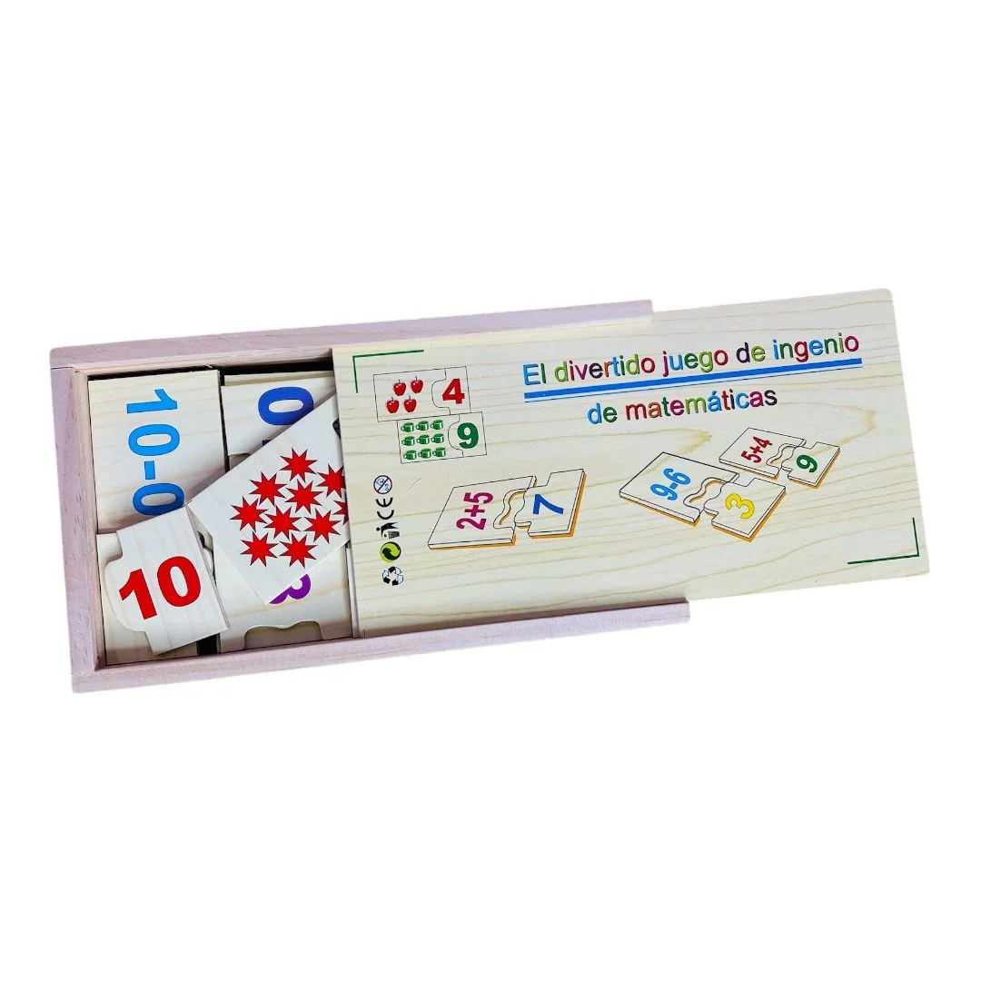 CAJA MADERA ROMPECABEZA MATEMATICAS