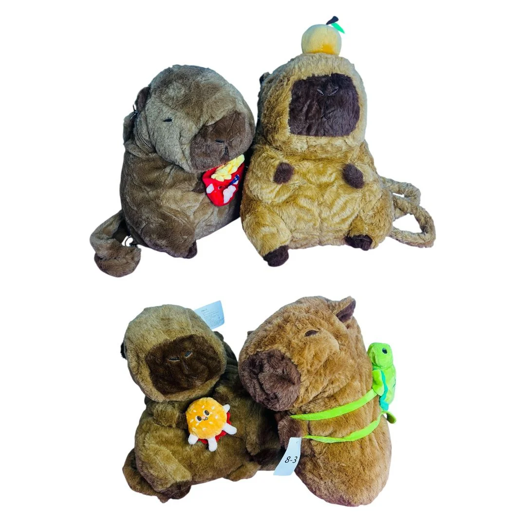 BOLSO PELUCHE CAPIBARA 4 MOTIVOS