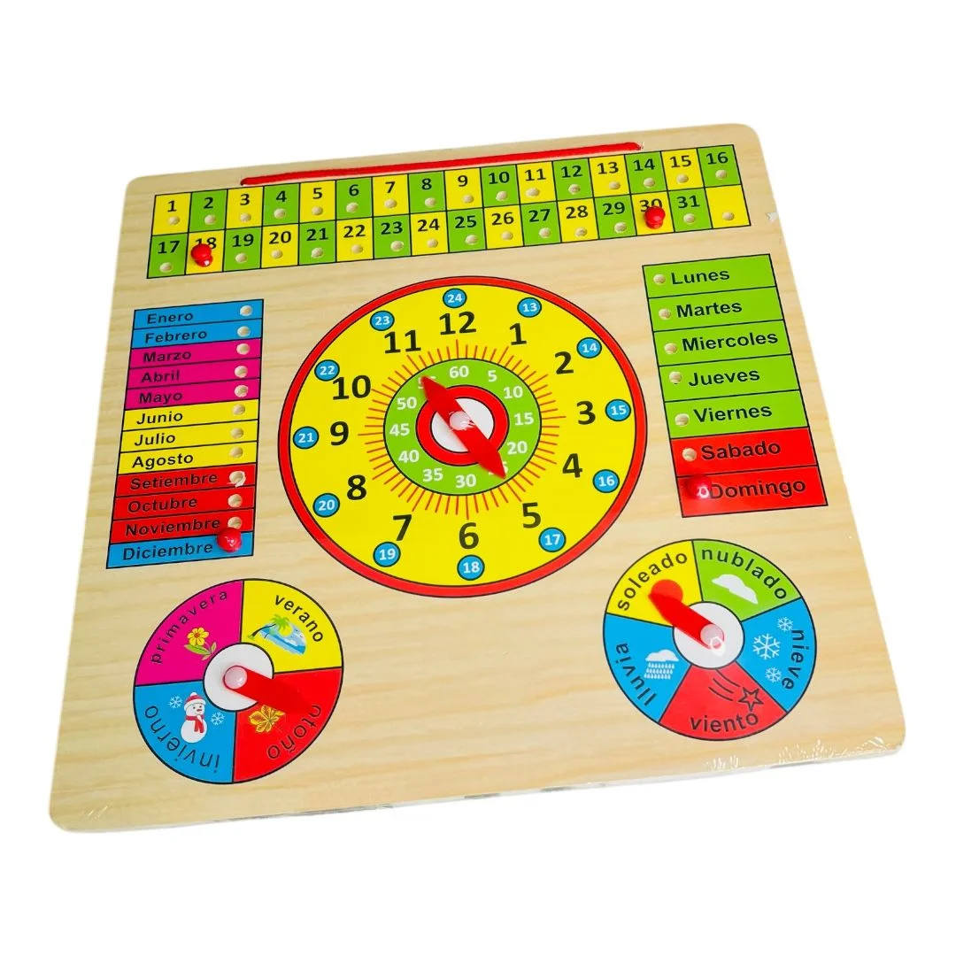 REOJ Y CALENDARIO DIDACTICO TABLA 30*30CM
