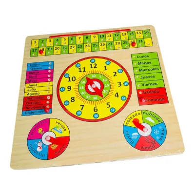 REOJ Y CALENDARIO DIDACTICO TABLA 30*30CM